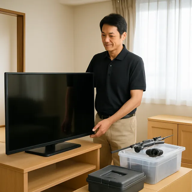 さいたま市南区で有機ELテレビ・釣具・カメラを確認する出張買取＋不用品回収の事例イメージ