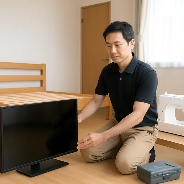 さいたま市見沼区でベッドフレーム・有機ELテレビ・ミシンを確認する出張買取＋引越しの事例イメージ