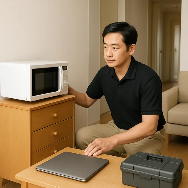 さいたま市見沼区でチェスト・電子レンジ・パソコンを確認する出張買取＋不用品回収の事例イメージ