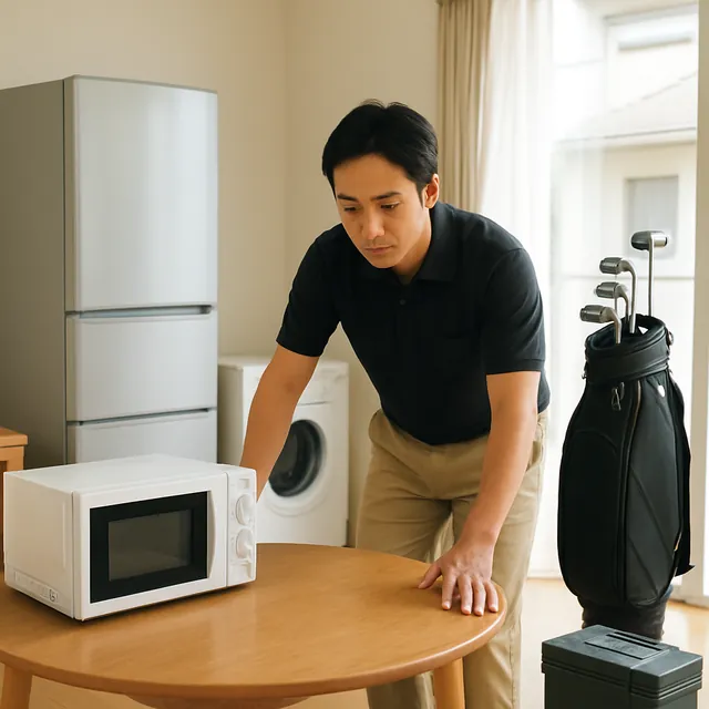 さいたま市桜区でローテーブル・電子レンジ・ゴルフ用品を確認する出張買取の事例イメージ