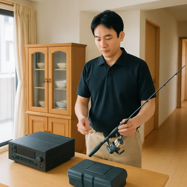 さいたま市桜区で食器棚・アンプ・釣具を確認する出張買取＋不用品回収の事例イメージ