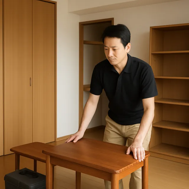 さいたま市浦和区でダイニングテーブル・ローテーブル・本棚を確認する出張買取＋引越しの事例イメージ
