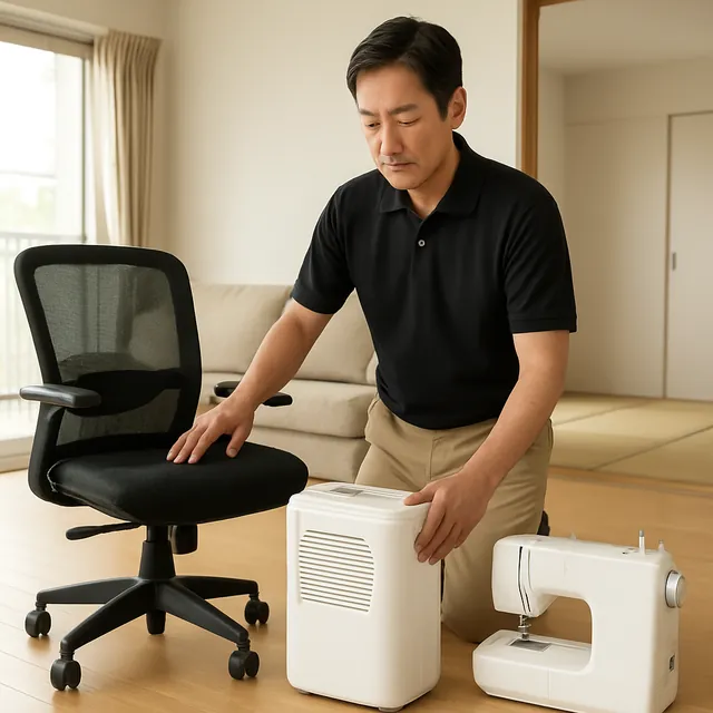 佐倉市でオフィスチェア・除湿機・ミシンを確認する出張買取の事例イメージ