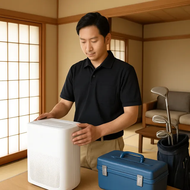 佐倉市で空気清浄機・工具箱・ゴルフ用品を確認する出張買取＋引越しの事例イメージ