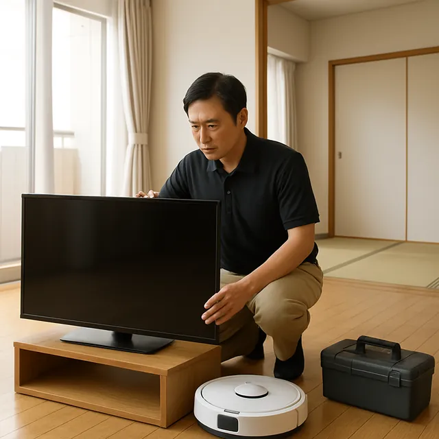 佐倉市で有機ELテレビ・オーブンレンジ・ロボット掃除機を確認する出張買取＋不用品回収の事例イメージ