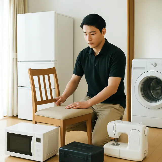 世田谷区でダイニングチェア・電子レンジ・ミシンを確認する出張買取の事例イメージ
