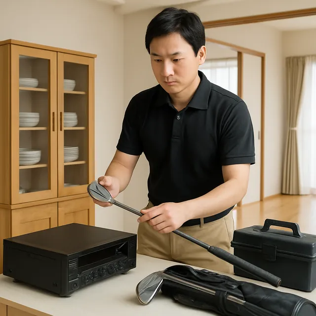 世田谷区で食器棚・アンプ・ゴルフ用品を確認する出張買取＋遺品整理の事例イメージ