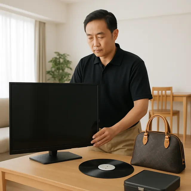 世田谷区で有機ELテレビ・ブランドバッグ・レコードを確認する出張買取＋引越しの事例イメージ