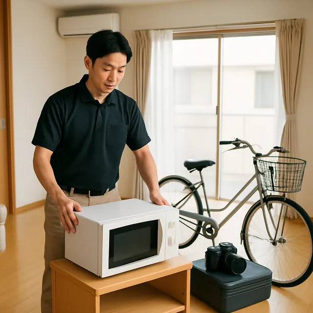 渋谷区でレンジ台・カメラ・自転車を確認する出張買取の事例イメージ