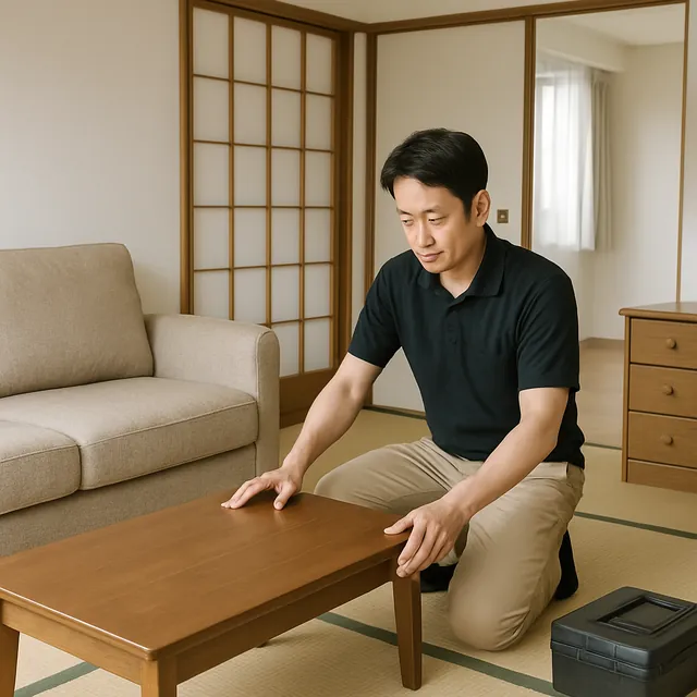 志木市でカウチソファ・ローテーブル・チェストを確認する出張買取の事例イメージ