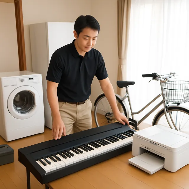 志木市で電子ピアノ・プリンター・自転車を確認する出張買取の事例イメージ