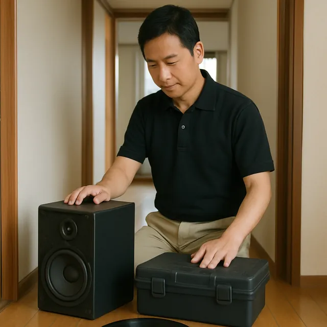 志木市でスピーカー・工具箱・レコードを確認する出張買取＋家片付けの事例イメージ