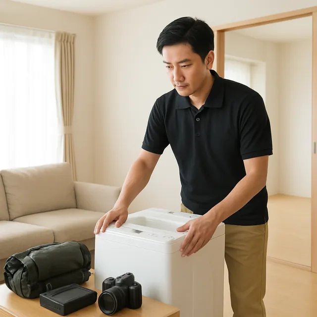 志木市で縦型洗濯機・カメラ・アウトドア用品を確認する出張買取＋家片付けの事例イメージ