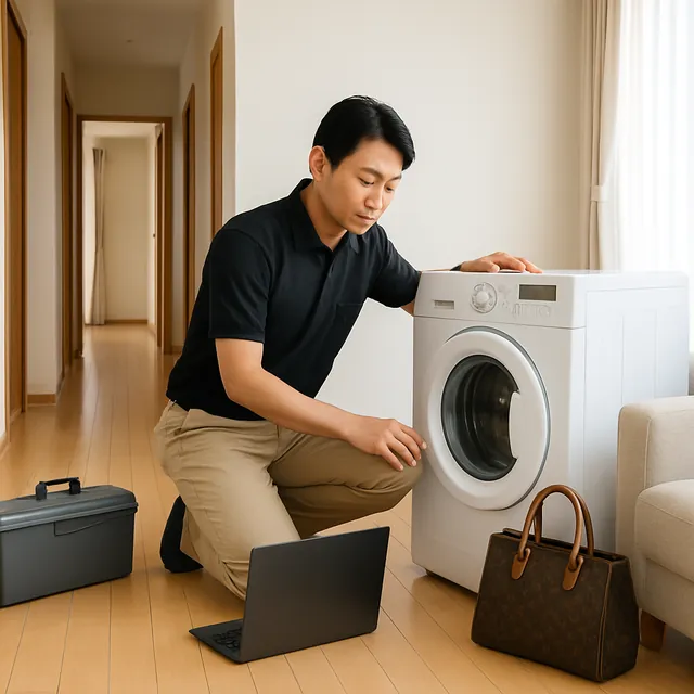 志木市でドラム式洗濯機・パソコン・ブランドバッグを確認する出張買取＋不用品回収の事例イメージ