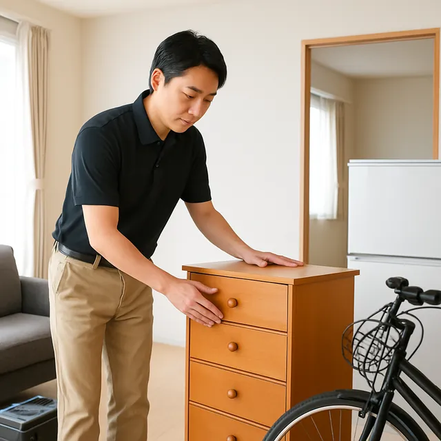 品川区でキャビネット・冷蔵庫・自転車を確認する出張買取の事例イメージ