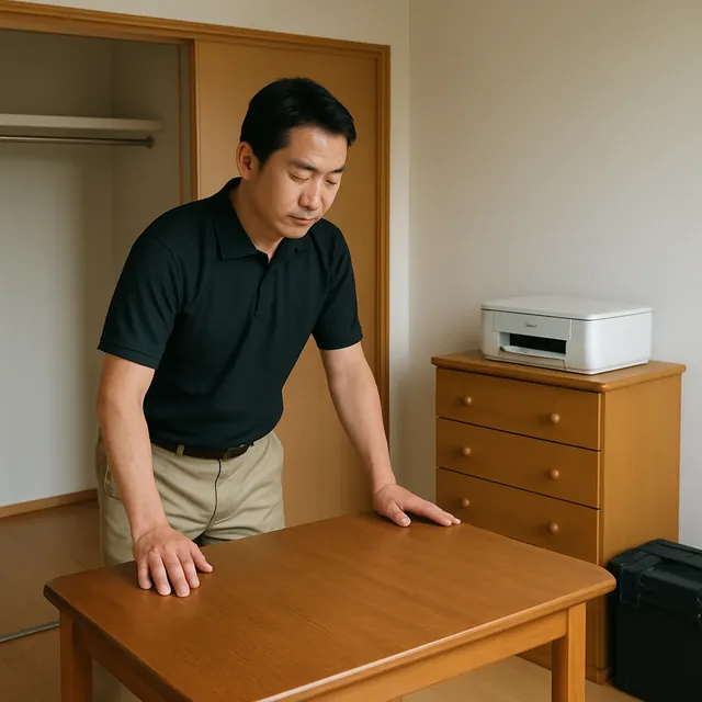 新宿区でダイニングテーブル・チェスト・プリンターを確認する出張買取＋遺品整理の事例イメージ
