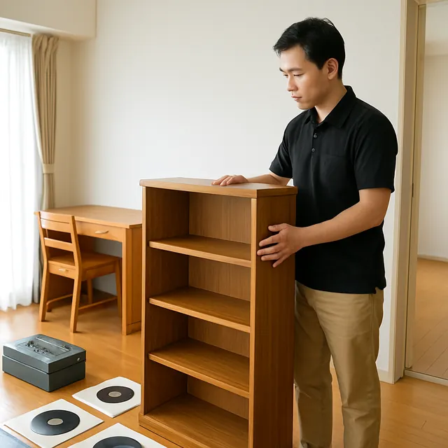 新宿区で食器棚・学習机・レコードを確認する出張買取＋遺品整理の事例イメージ