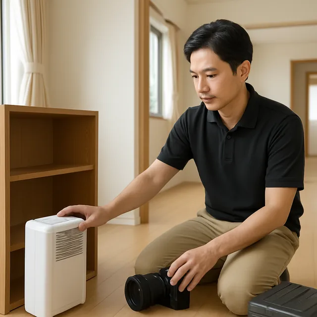 新宿区で本棚・除湿機・カメラを確認する出張買取＋引越しの事例イメージ