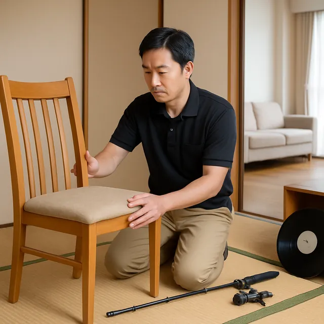 草加市でダイニングチェア・釣具・レコードを確認する出張買取の事例イメージ