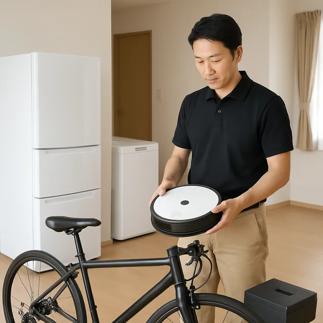 草加市でロボット掃除機・スピーカー・自転車を確認する出張買取の事例イメージ