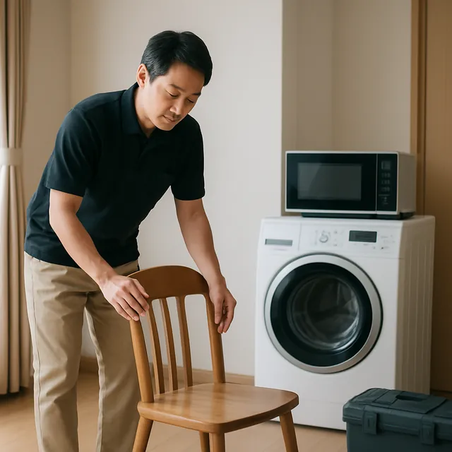 草加市でダイニングチェア・ドラム式洗濯機・オーブンレンジを確認する出張買取の事例イメージ