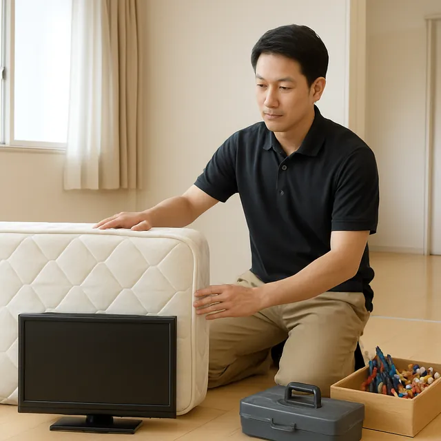 草加市でマットレス・液晶テレビ・ホビー用品を確認する出張買取＋遺品整理の事例イメージ