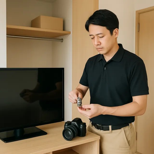 草加市で有機ELテレビ・腕時計・カメラを確認する出張買取＋不用品回収の事例イメージ