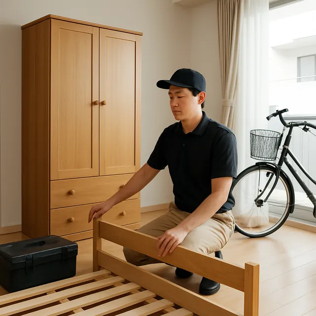 杉並区で洋服タンス・ベッドフレーム・自転車を確認する出張買取の事例イメージ