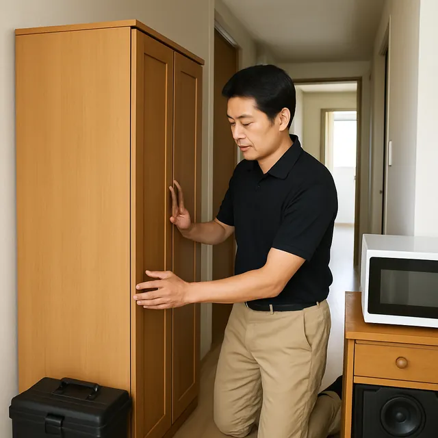 杉並区で洋服タンス・レンジ台・スピーカーを確認する出張買取の事例イメージ