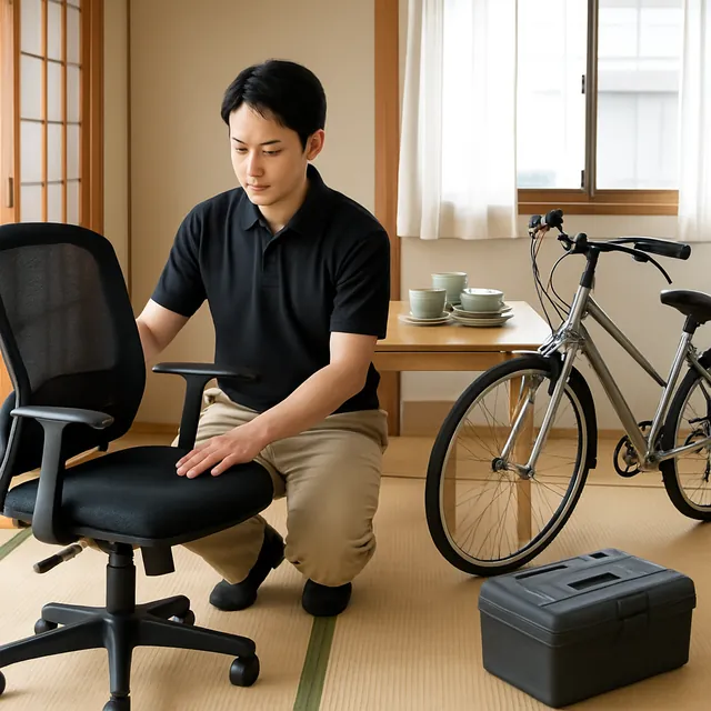 杉並区でオフィスチェア・食器セット・自転車を確認する出張買取＋遺品整理の事例イメージ