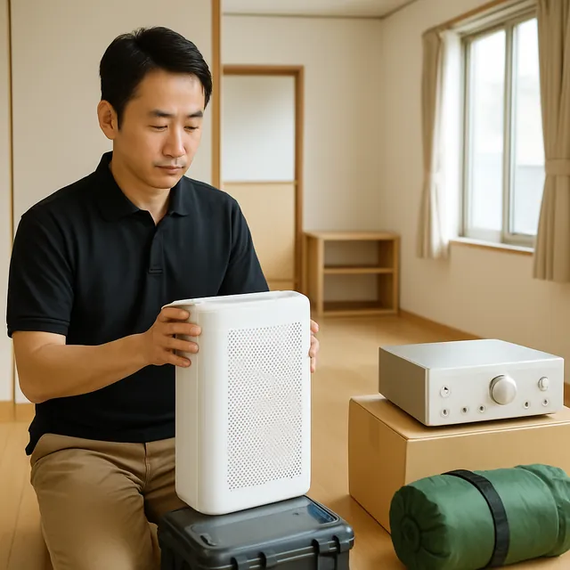 杉並区で空気清浄機・アンプ・アウトドア用品を確認する出張買取＋引越しの事例イメージ
