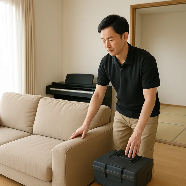 杉並区で3人掛けソファ・電子ピアノ・電動工具を確認する出張買取＋不用品回収の事例イメージ