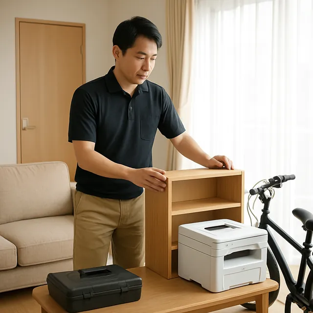 墨田区で本棚・プリンター・自転車を確認する出張買取の事例イメージ