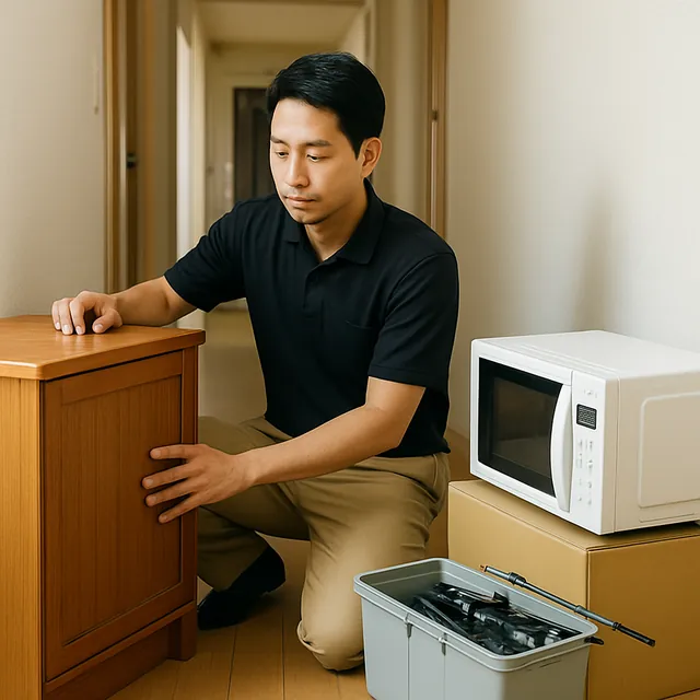 墨田区でサイドボード・オーブンレンジ・釣具を確認する出張買取の事例イメージ