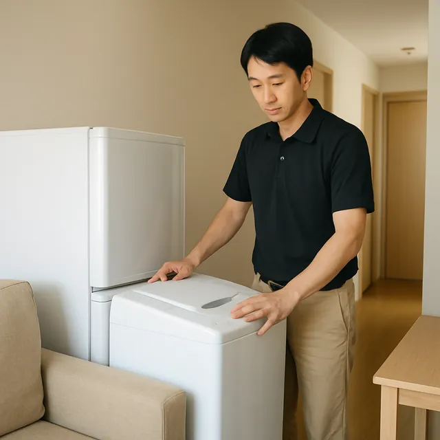 墨田区で冷蔵庫・縦型洗濯機・電子レンジを確認する出張買取＋家片付けの事例イメージ