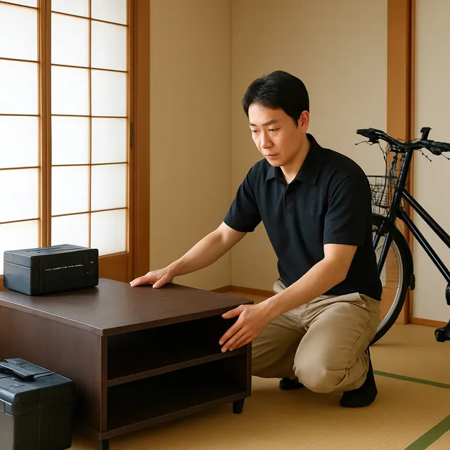 墨田区でテレビボード・アンプ・自転車を確認する出張買取＋遺品整理の事例イメージ