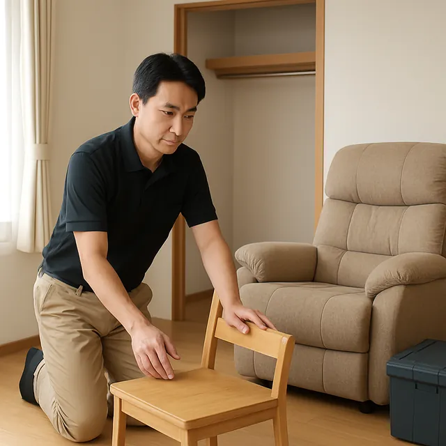 墨田区でダイニングチェア・ローテーブル・リクライニングチェアを確認する出張買取＋引越しの事例イメージ
