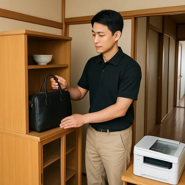 墨田区で食器棚・プリンター・ブランドバッグを確認する出張買取＋不用品回収の事例イメージ