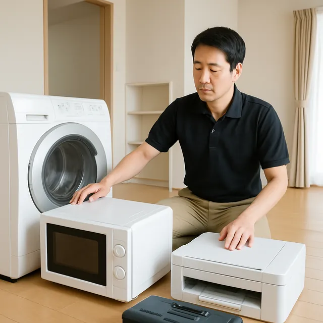 墨田区でドラム式洗濯機・電子レンジ・プリンターを確認する出張買取＋不用品回収の事例イメージ
