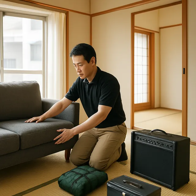 台東区でカウチソファ・アンプ・アウトドア用品を確認する出張買取の事例イメージ