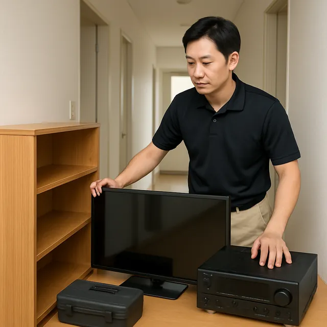 台東区で本棚・有機ELテレビ・アンプを確認する出張買取の事例イメージ