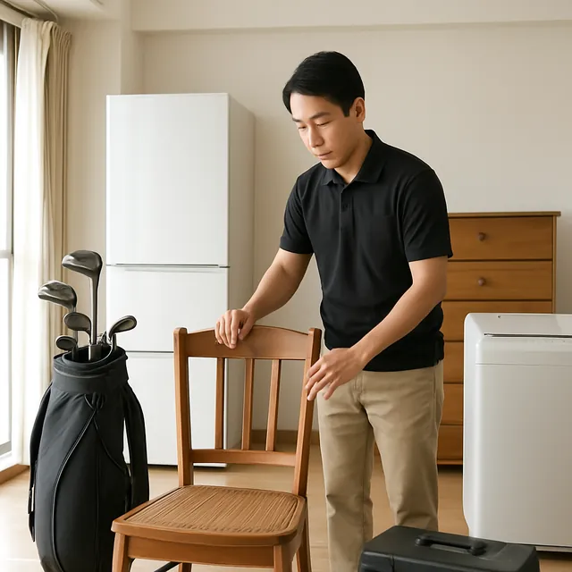台東区でダイニングチェア・洋服タンス・ゴルフ用品を確認する出張買取＋家片付けの事例イメージ