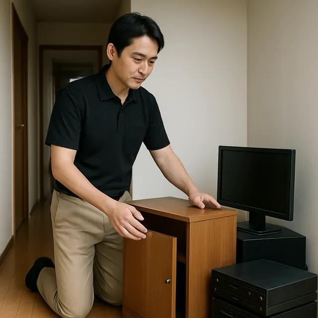 台東区でキャビネット・アンプ・モニターを確認する出張買取＋家片付けの事例イメージ