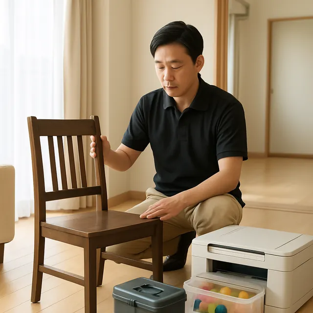台東区でダイニングチェア・プリンター・ホビー用品を確認する出張買取＋家片付けの事例イメージ