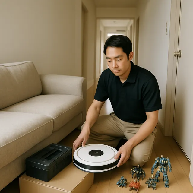 台東区でカウチソファ・ロボット掃除機・ホビー用品を確認する出張買取＋引越しの事例イメージ