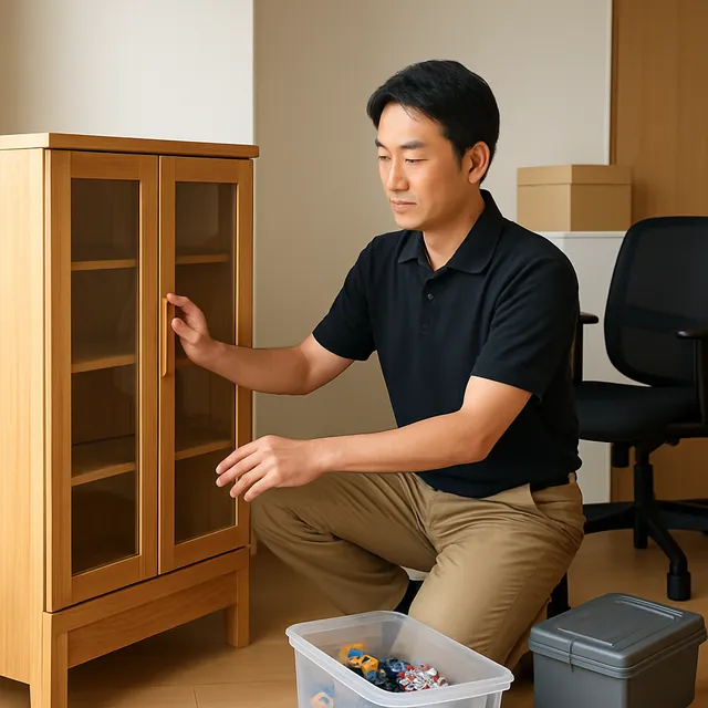 台東区で食器棚・オフィスチェア・ホビー用品を確認する出張買取＋不用品回収の事例イメージ