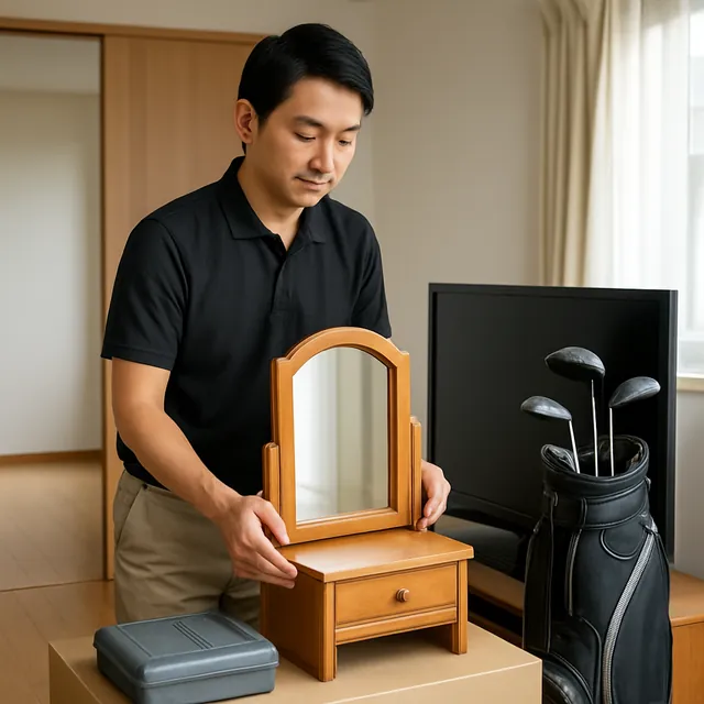 台東区でドレッサー・有機ELテレビ・ゴルフ用品を確認する出張買取＋不用品回収の事例イメージ