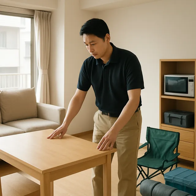 戸田市でダイニングテーブル・レンジ台・アウトドア用品を確認する出張買取の事例イメージ