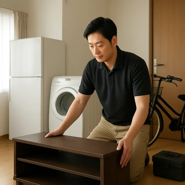 戸田市でテレビボード・オーブンレンジ・自転車を確認する出張買取＋遺品整理の事例イメージ