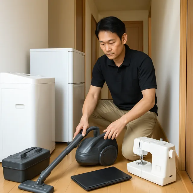 戸田市で掃除機・パソコン・ミシンを確認する出張買取＋引越しの事例イメージ
